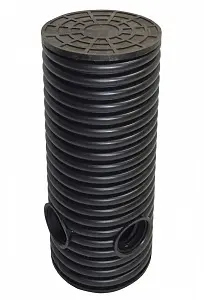 Дренажный колодец d695 h4000 с черной ПДТ крышкой (отводы 160 мм) 0