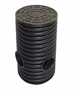 Дренажный колодец d695 h1000 с черной ПДТ крышкой (отводы 110 мм) 0