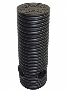 Дренажный колодец d695 h5500 с черной ПДТ крышкой (отводы 110 мм) 0
