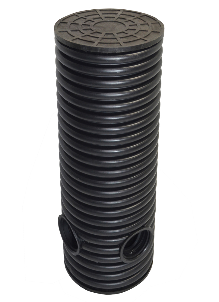 Дренажный колодец d695 h5500 с черной ПДТ крышкой (отводы 110 мм) 0
